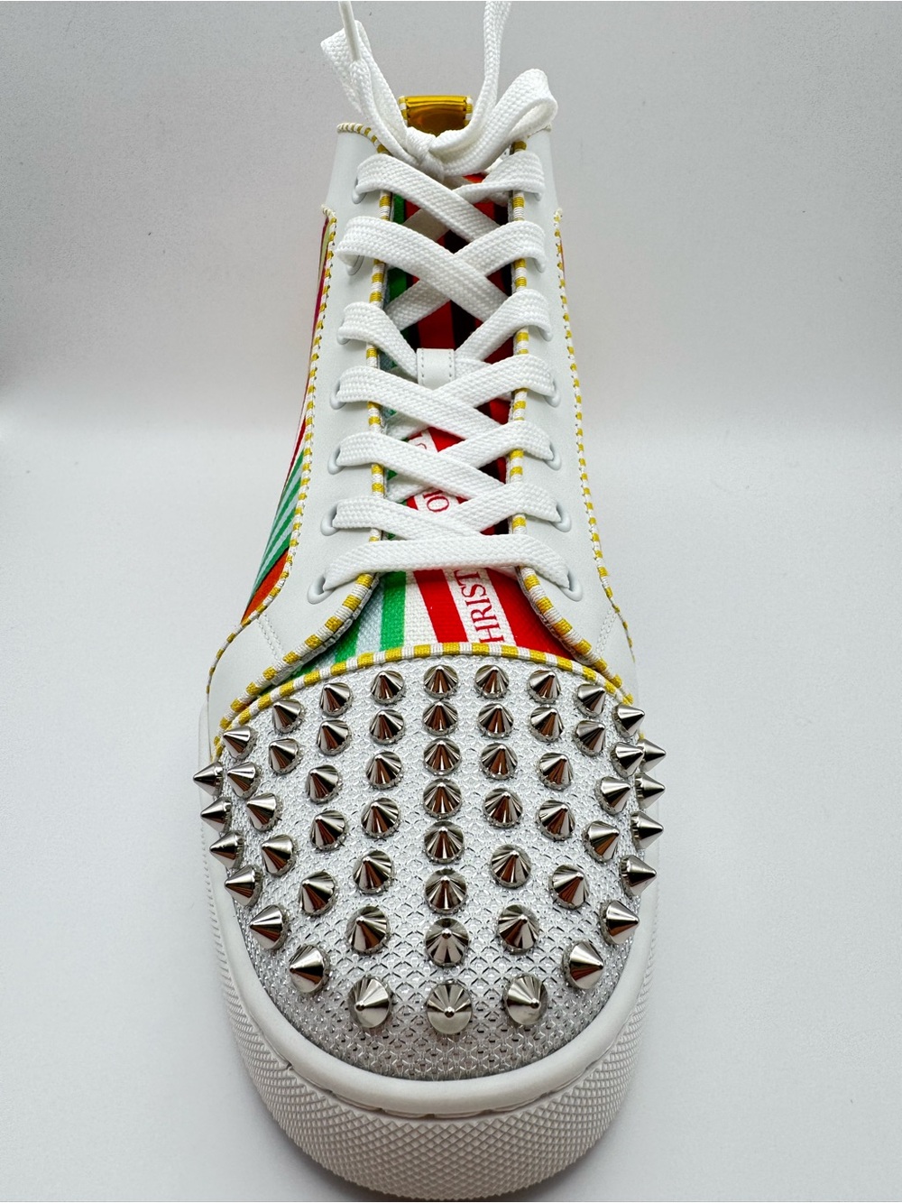 Christian Louboutin Lou Spikes Orlato Flat Version Multi High Top Sneakers EU 42 - Picture 4 of 11